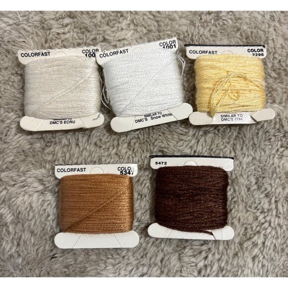DMC Embroidery Floss Bundle 23 Skeins Various Colors Yellow Brown & White - Picture 7 of 7